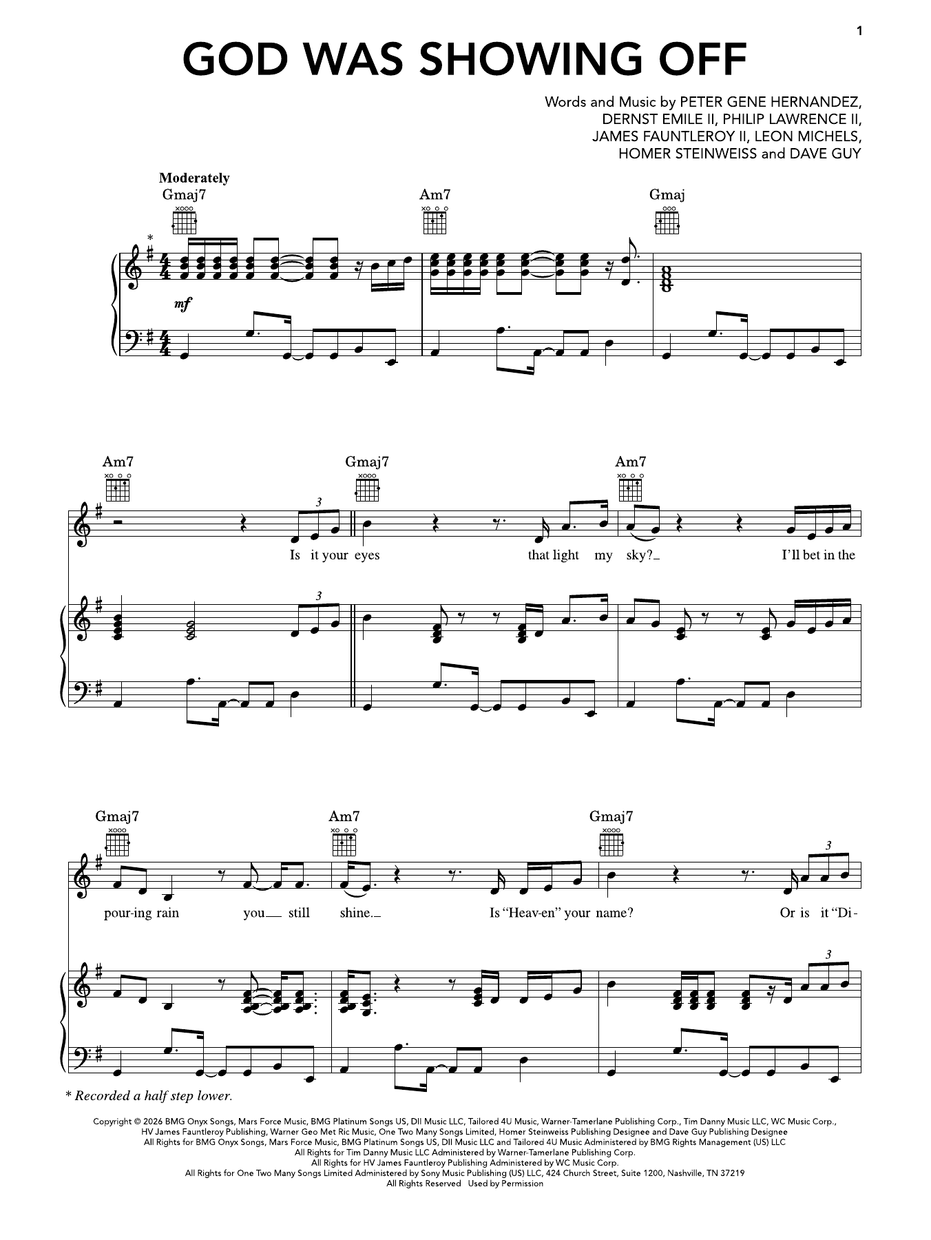 Produktgalerie: Seite 1 von 1 God Was Showing Off, Bruno Mars, Gesang, Gitarre, Klavier