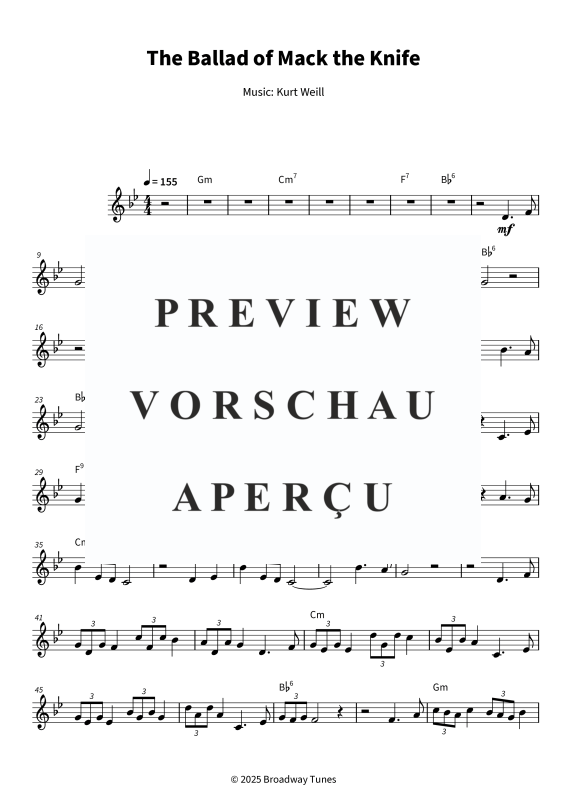 Product gallery: Page 5 of 6 The Ballad of Mack the Knife, , (Transverse flute solo and chords - Leadsheet)