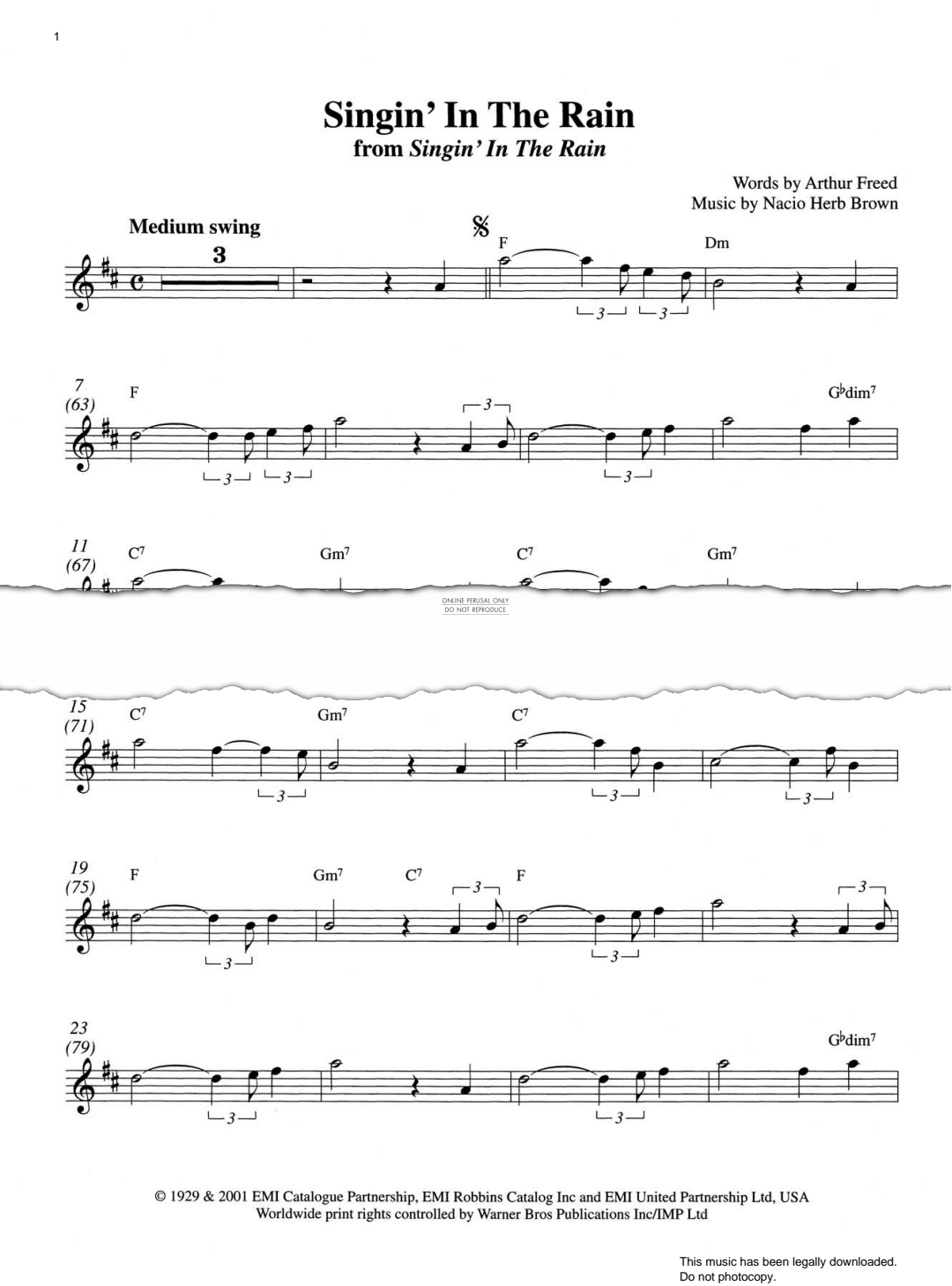 Produktbild zu:  Singin' In The Rain (from 'Singin' In The Rain') - Nacio Herb Brown