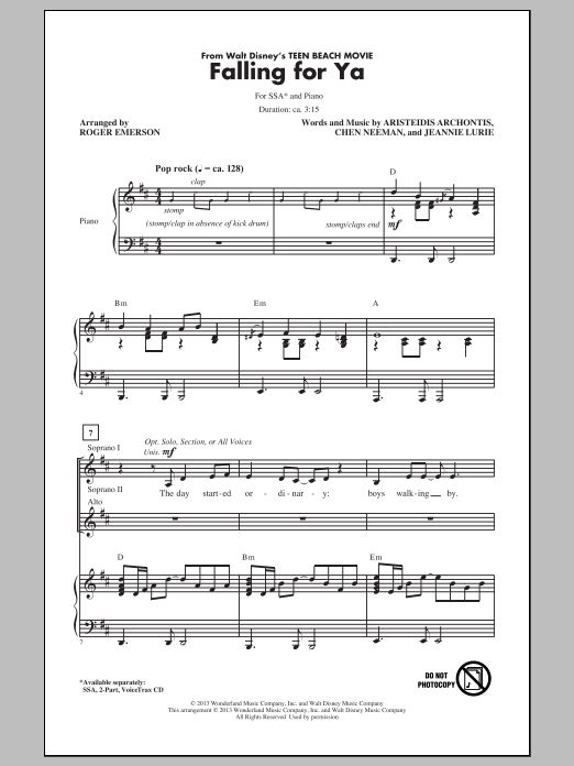 Produktgalerie: Seite 1 von 1 Falling For Ya (from Teen Beach Movie), Roger Emerson, Chor