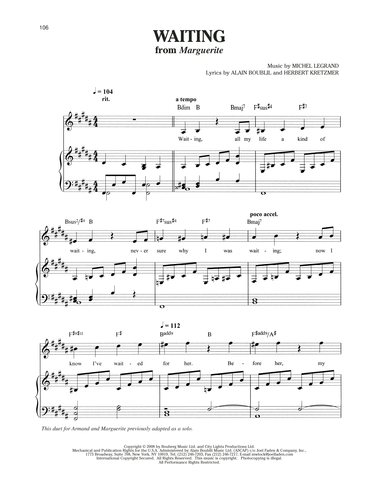 Produktgalerie: Seite 1 von 1 Waiting (from Marguerite), Michel LeGrand, Gesang, Klavier