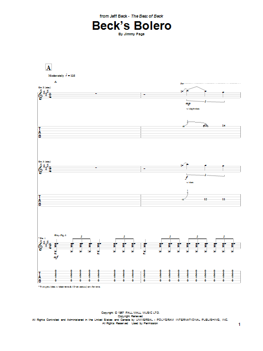 Product gallery: Page 1 of 1 Beck's Bolero, Jeff Beck