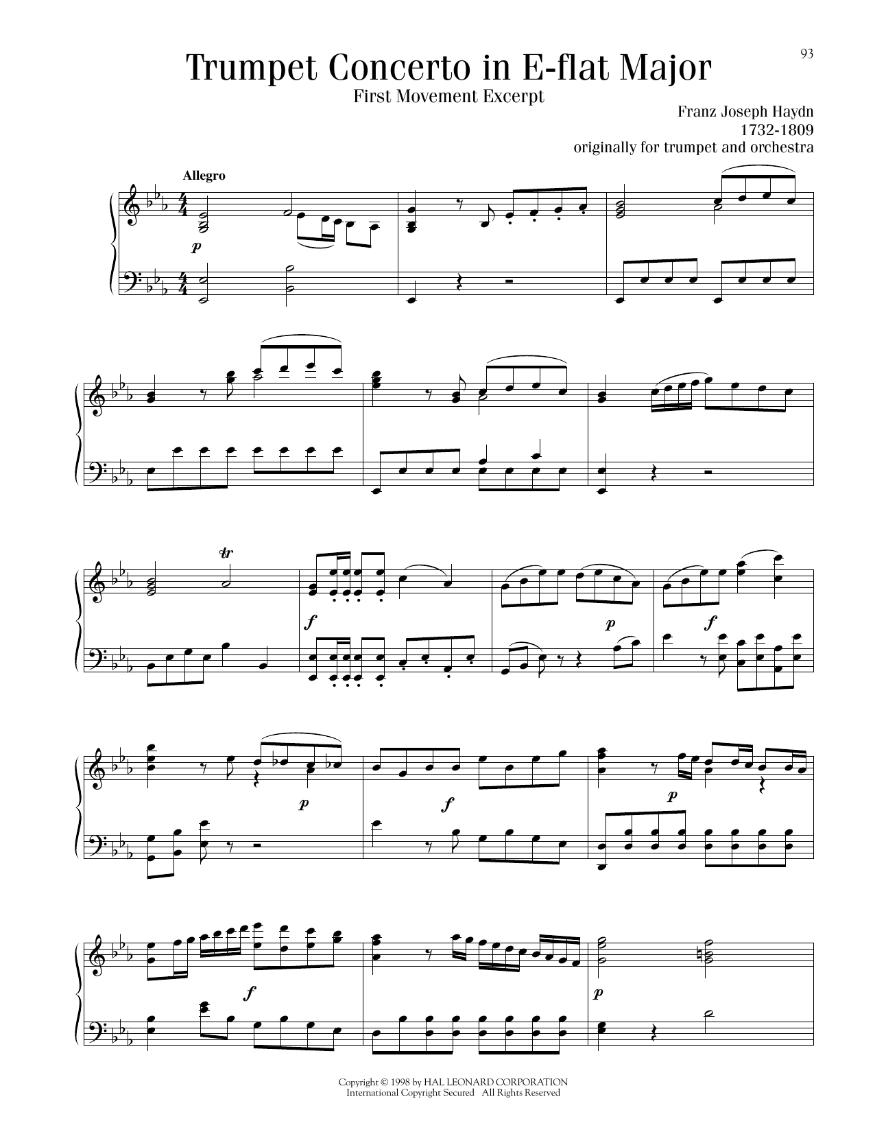 Product picture to: Trumpet Concerto in E-flat Major, First Movement Excerpt