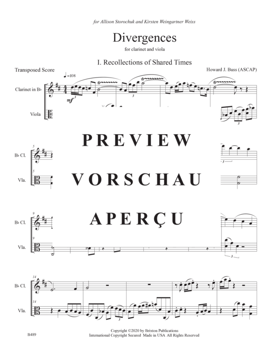 Product gallery: Page 5 of 21 Divergences , , (clarinet and viola)