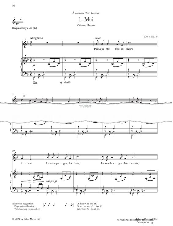 Produktgalerie: Seite 1 von 1 Mai Op.1, No.2, Gabriel Fauré, Gesang, Klavier