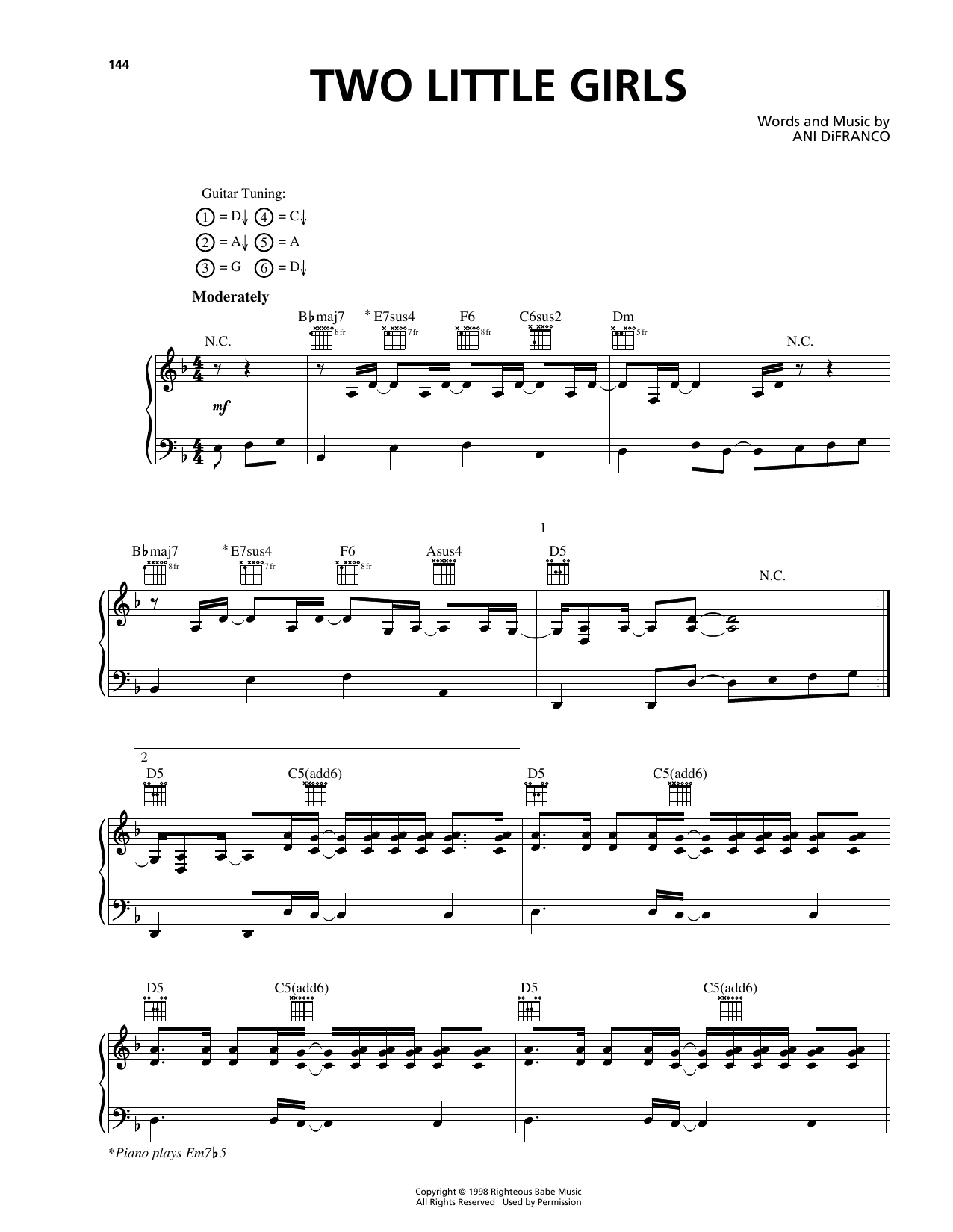 Produktgalerie: Seite 1 von 1 Two Little Girls, Ani DiFranco, Gesang, Gitarre, Klavier