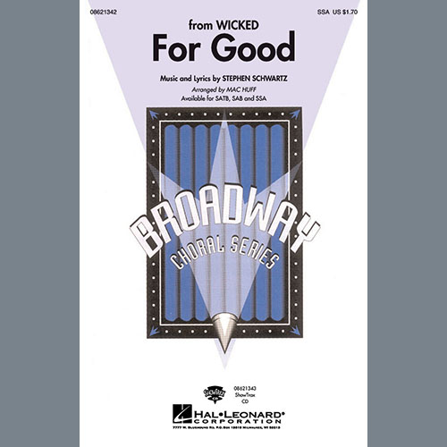 Produktbild zu: For Good (from Wicked) (arr. Mac Huff)