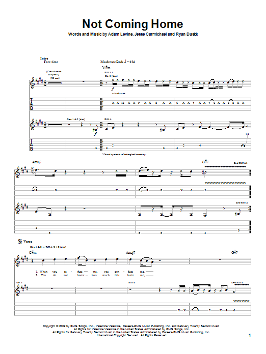 Produktgalerie: Seite 1 von 1 Not Coming Home, Maroon 5, Gitarre