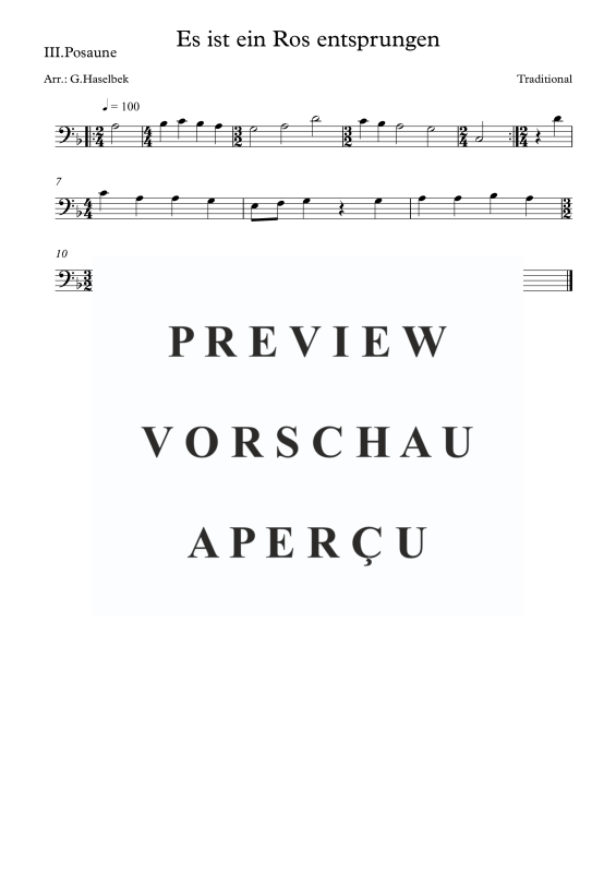 Produktgalerie: Seite 6 von 8 Es ist ein Ros entsprungen, , (Blechbläserquartett)