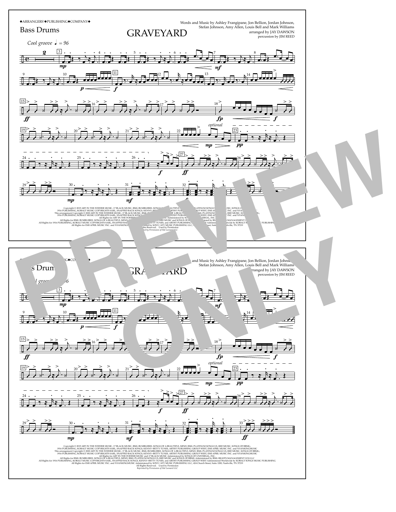 Produktbild zu: Graveyard (arr. Jay Dawson) - Bass Drums