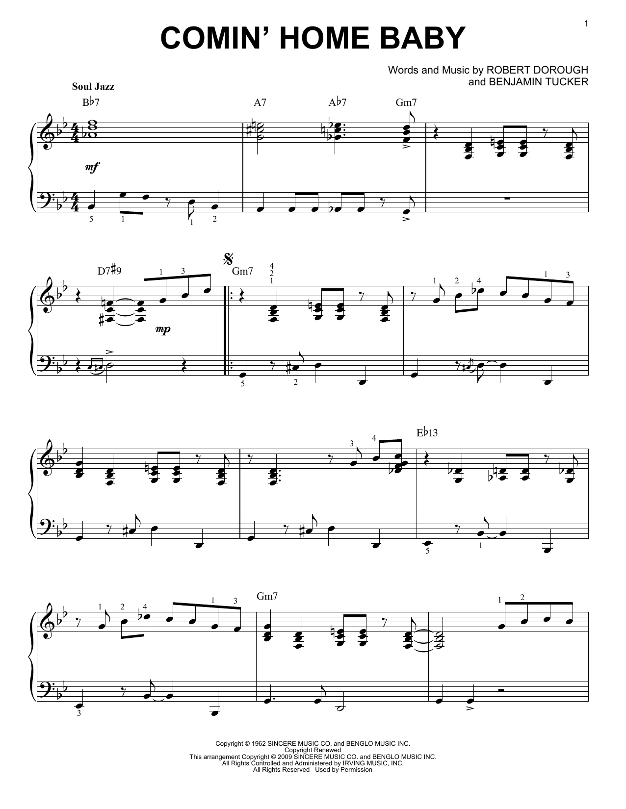 Product picture to: Comin' Home Baby [Jazz version]
