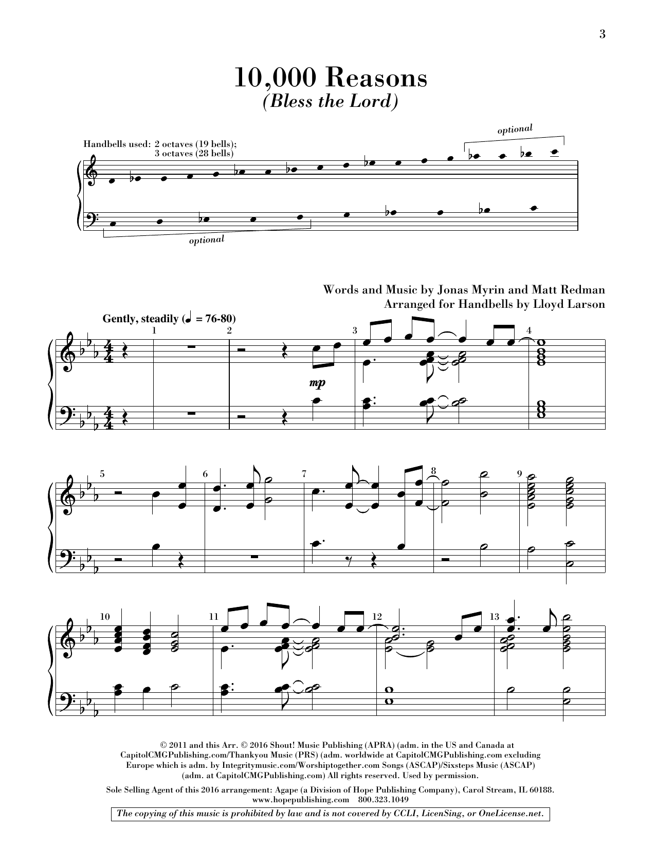 Produktbild zu: 10,000 Reasons (Bless the Lord) - Handbells