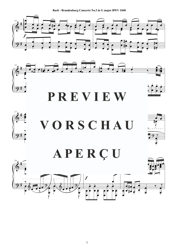 Product gallery: Page 4 of 11 Brandenburg Concerto No. 3 in G major BWV 1048, , Solo Piano
