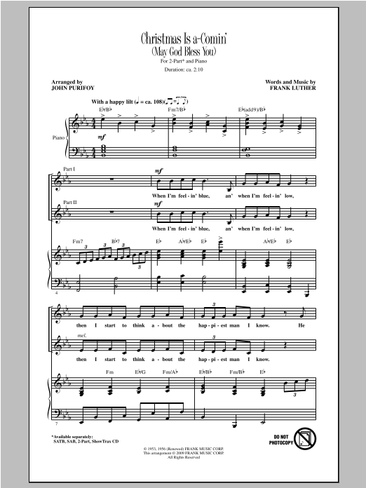 Product gallery: Page 1 of 1 Christmas Is A-Comin' (May God Bless You), John Purifoy
