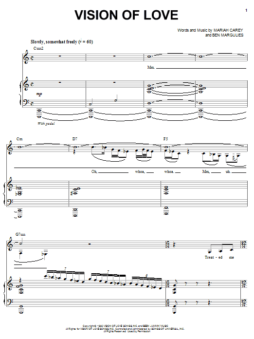 Produktgalerie: Seite 1 von 1 Vision Of Love, Mariah Carey, Gesang, Gitarre, Klavier