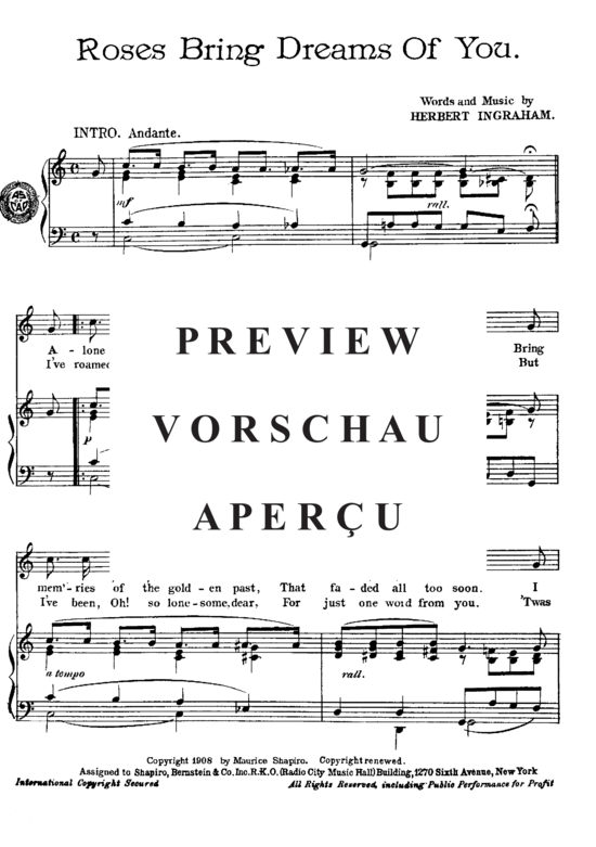 Produktgalerie: Seite 3 von 8 Roses Bring Dreams Of You , Popular Standard, Klavier und Gesang