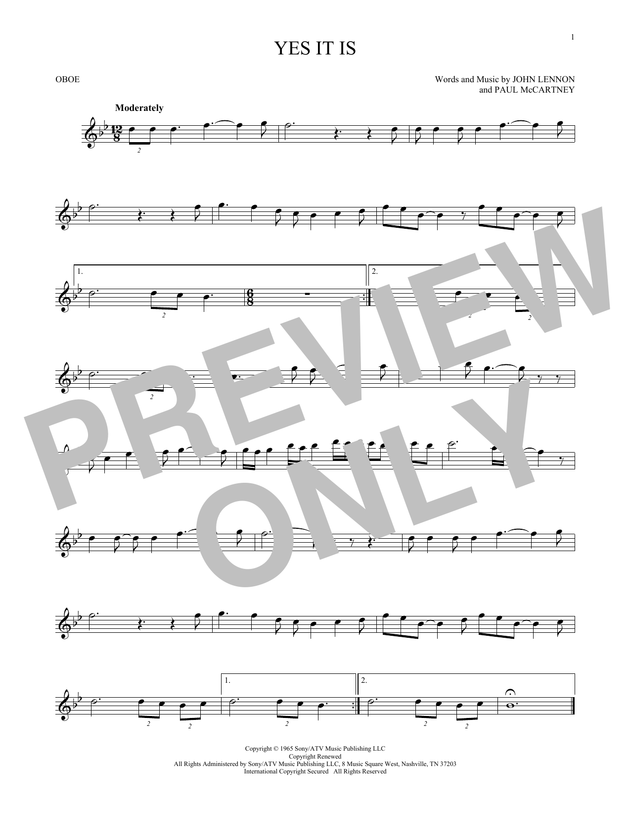 Produktgalerie: Seite 1 von 1 Yes It Is, The Beatles, Oboe