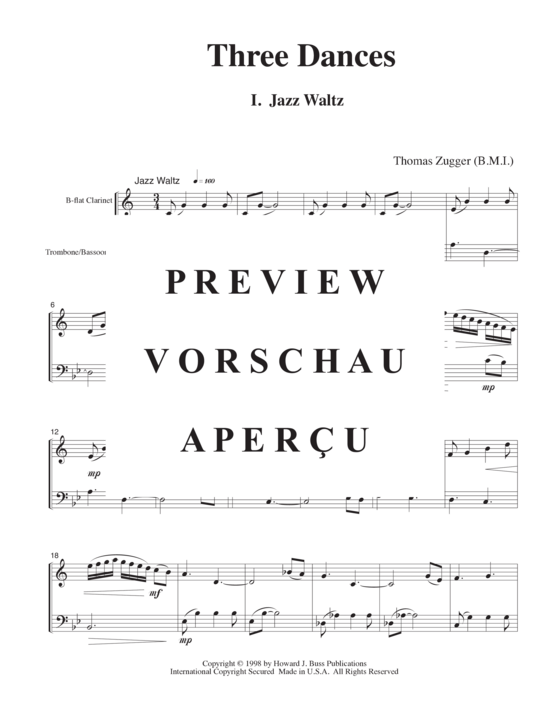 Product gallery: Page 3 of 21 Three Dances , , (clarinet and trombone)