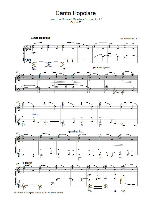 Product gallery: Page 1 of 1 Canto Popolare (from In The South, Op.50), Edward Elgar
