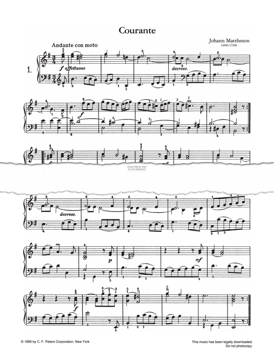 Produktgalerie: Seite 1 von 1 Courante, Johann Mattheson, Klavier