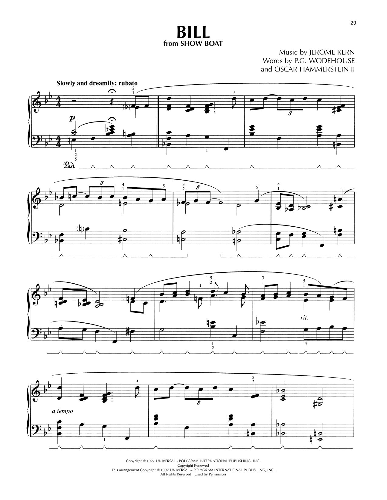 Product picture to: Bill (from Show Boat) (arr. Lee Evans)