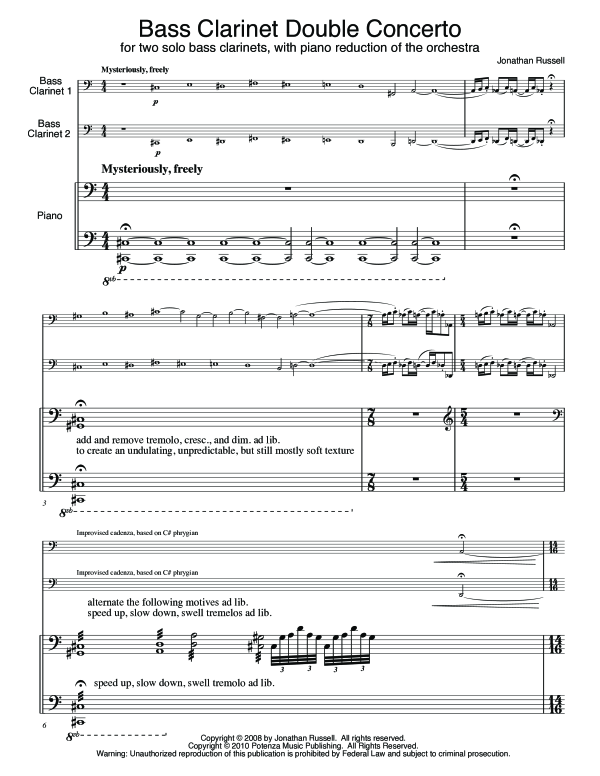 Produktgalerie: Seite 1 von 11 Bass Clarinet Double Concerto, , (Trio 2x Bass Klarinette und Klavier)