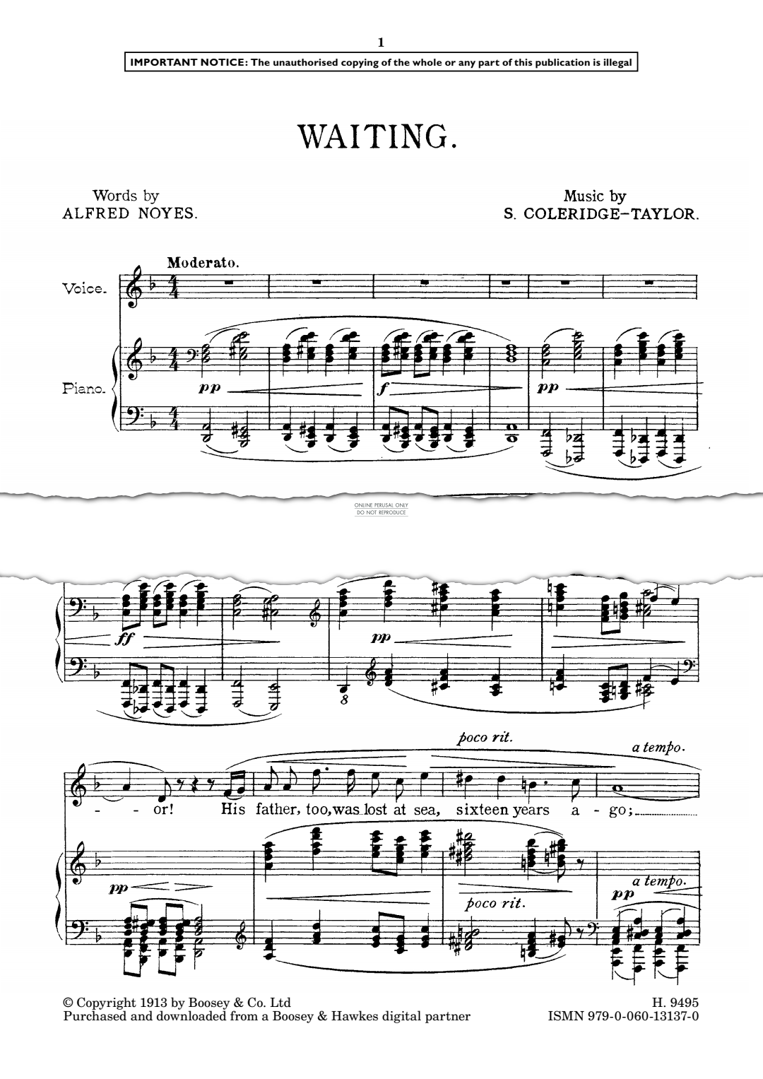 Produktgalerie: Seite 1 von 1 Waiting, Samuel Coleridge-Taylor, Gesang, Klavier