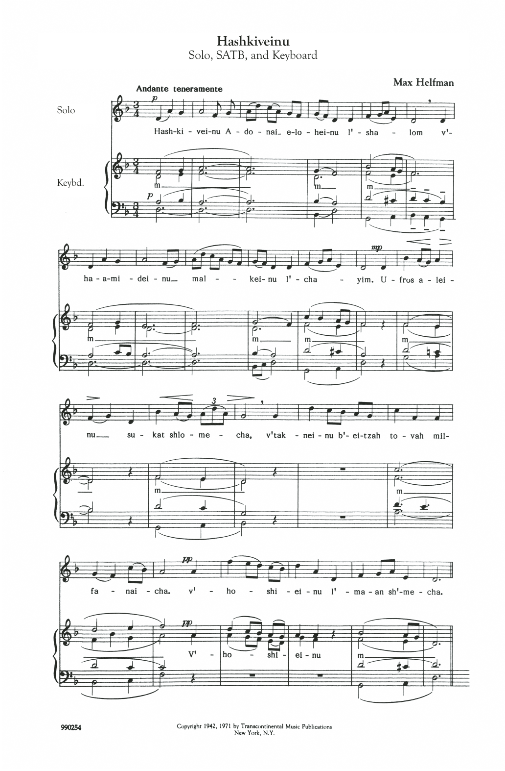 Produktgalerie: Seite 1 von 1 Hashkiveinu, Max Helfman, Chor