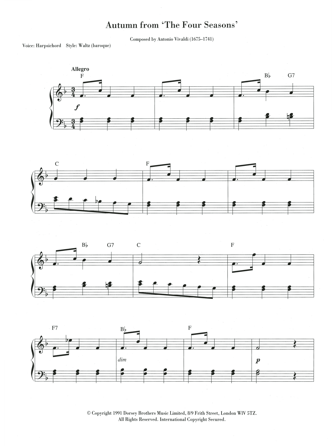 Produktbild zu:  Autumn (from The Four Seasons) - Antonio Vivaldi