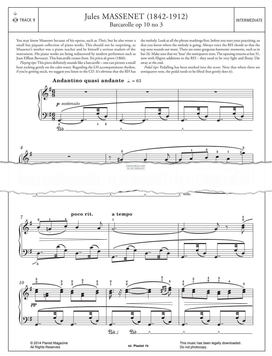 Product gallery: Page 1 of 1 Barcarolle Op.10 No.3, Jules Massenet