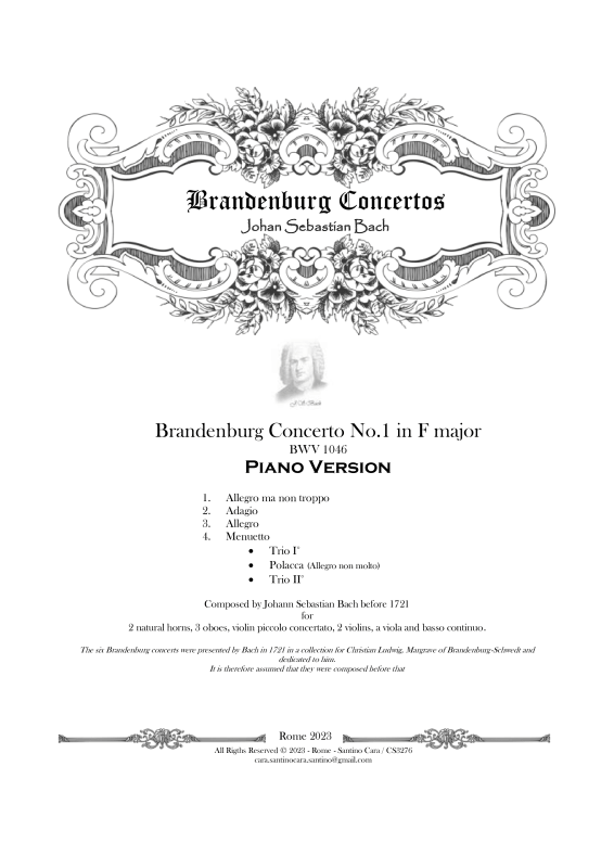cover: Brandenburg Concerto No. 1 in F major BWV 1046, , Solo Piano