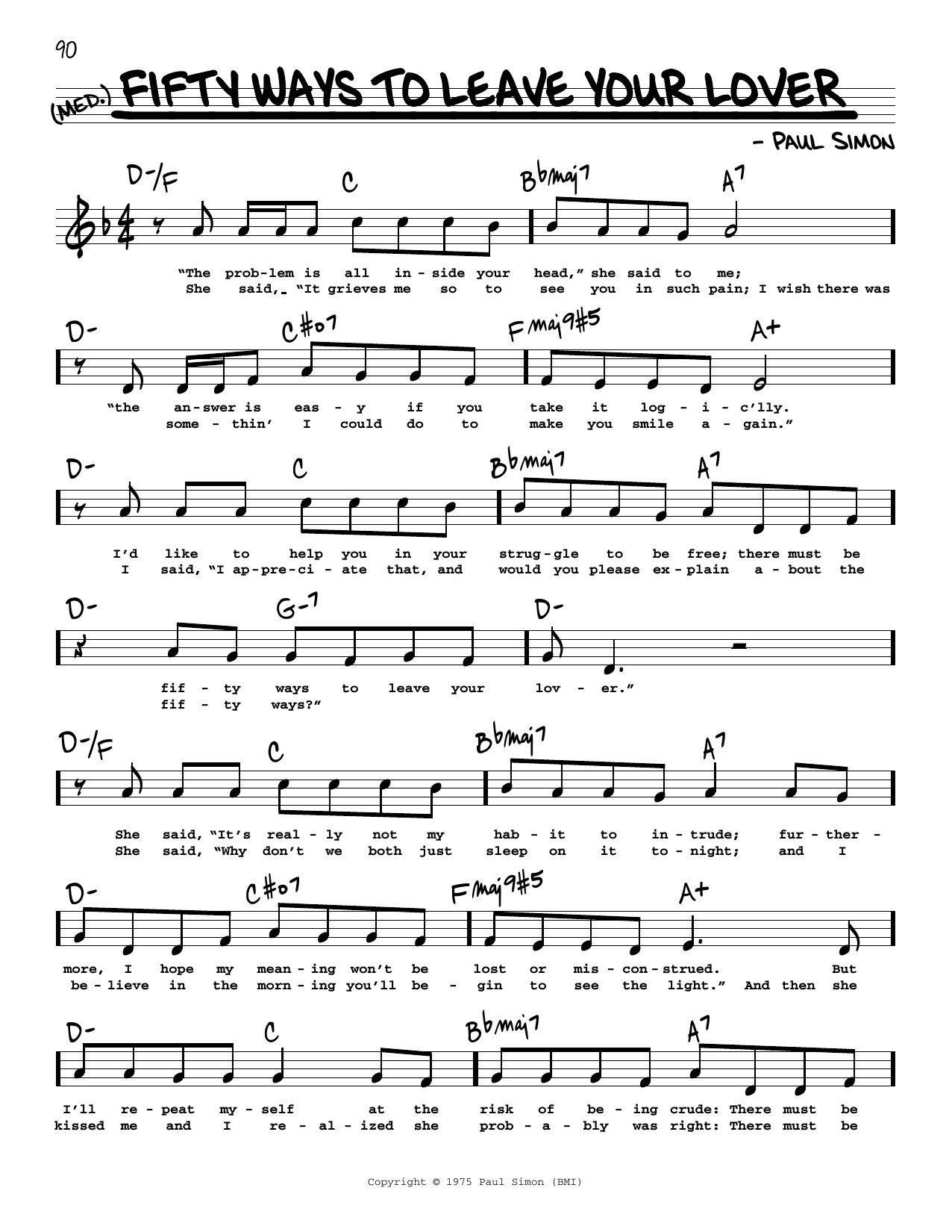Produktbild zu: Fifty Ways To Leave Your Lover (High Voice)