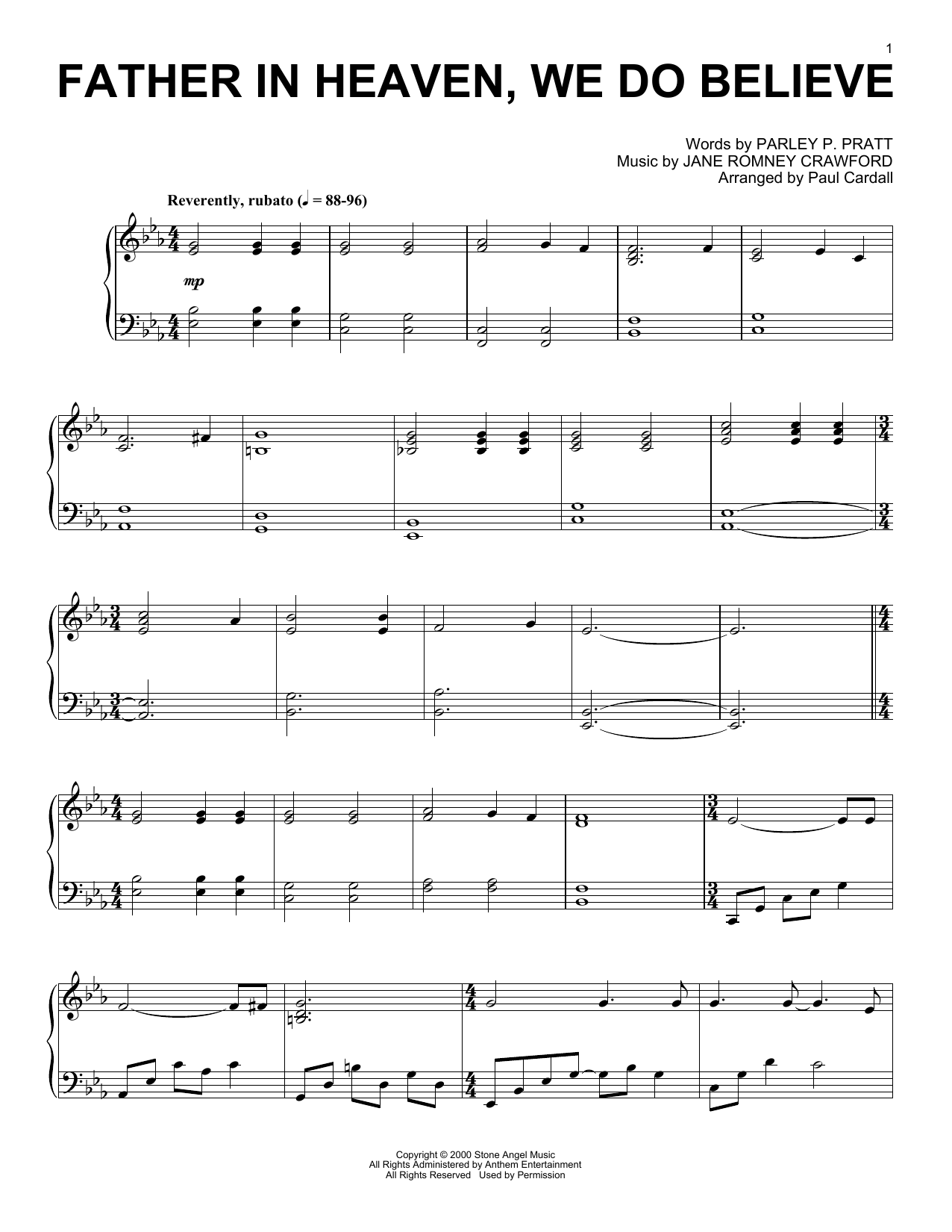 Product gallery: Page 1 of 1 Father In Heaven, We Do Believe (arr. Paul Cardall), Jane Romney Crawford