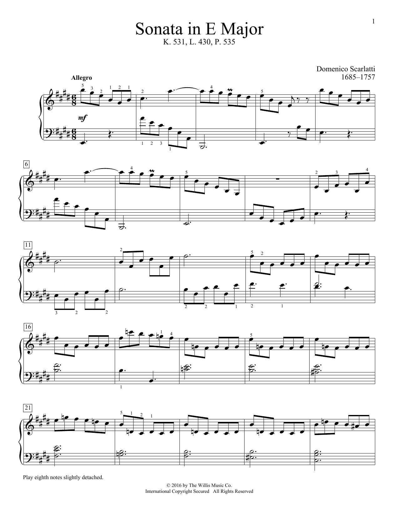 Product picture to: Sonata In E Major, K. 531, L. 430, P. 535