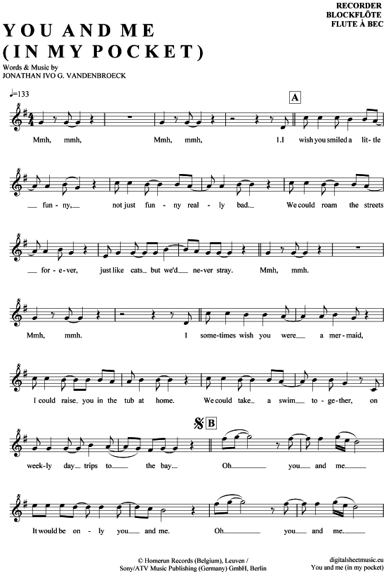 Product gallery: Page 1 of 4 You and me in my pocket , Milow, (recorder)