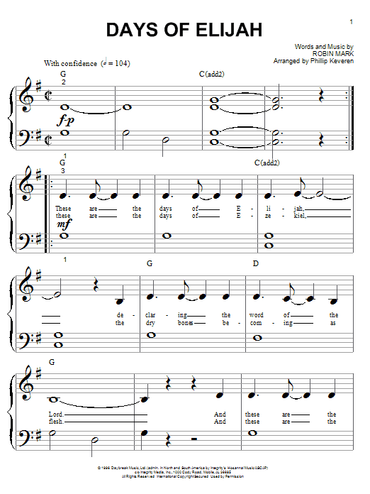 Produktbild zu: Days Of Elijah (arr. Phillip Keveren)