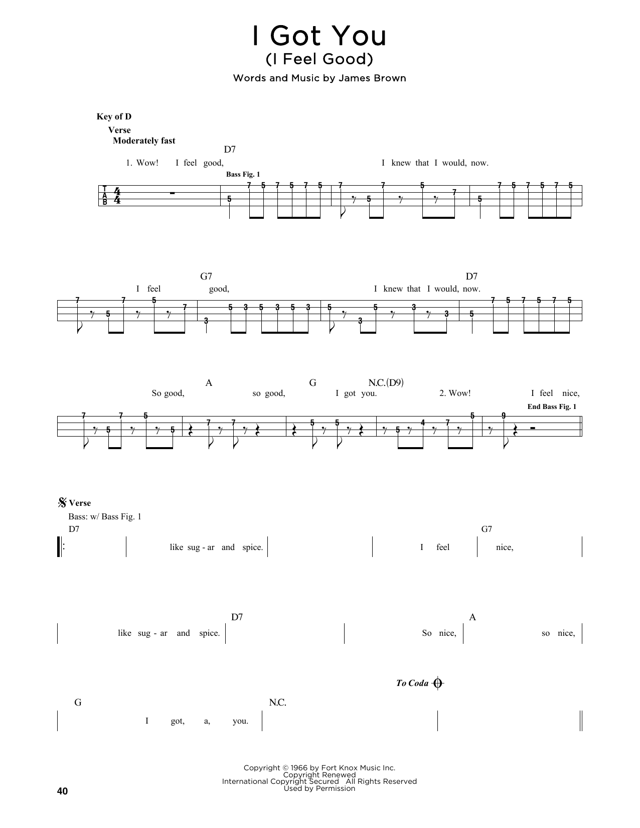 Produktgalerie: Seite 1 von 1 I Got You (I Feel Good), James Brown, E-Bass, Gitarre