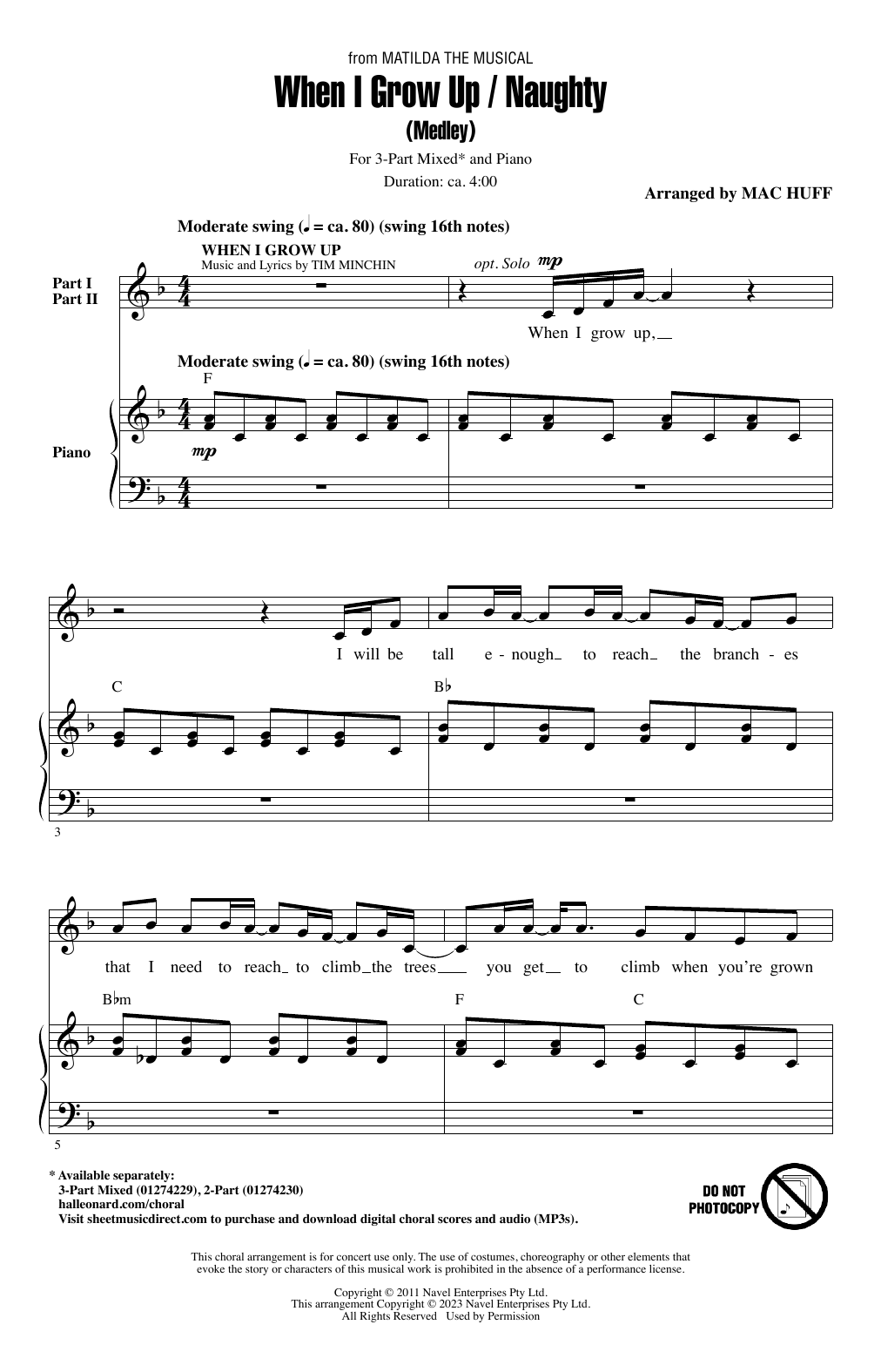 Product picture to: When I Grow Up / Naughty (Medley) (arr. Mac Huff)