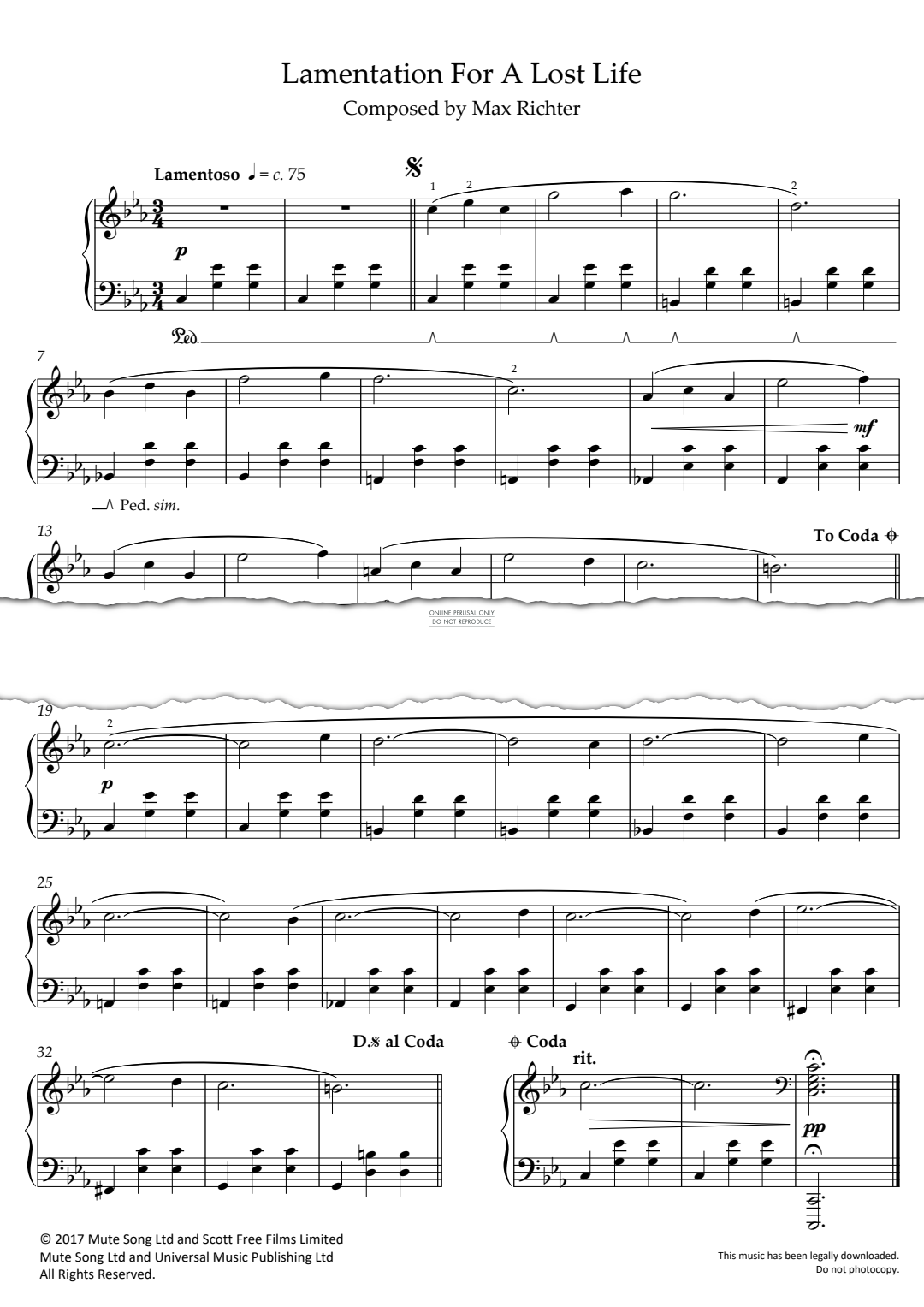 gallery: Lamentation For A Lost Life, Max Richter, Klavier