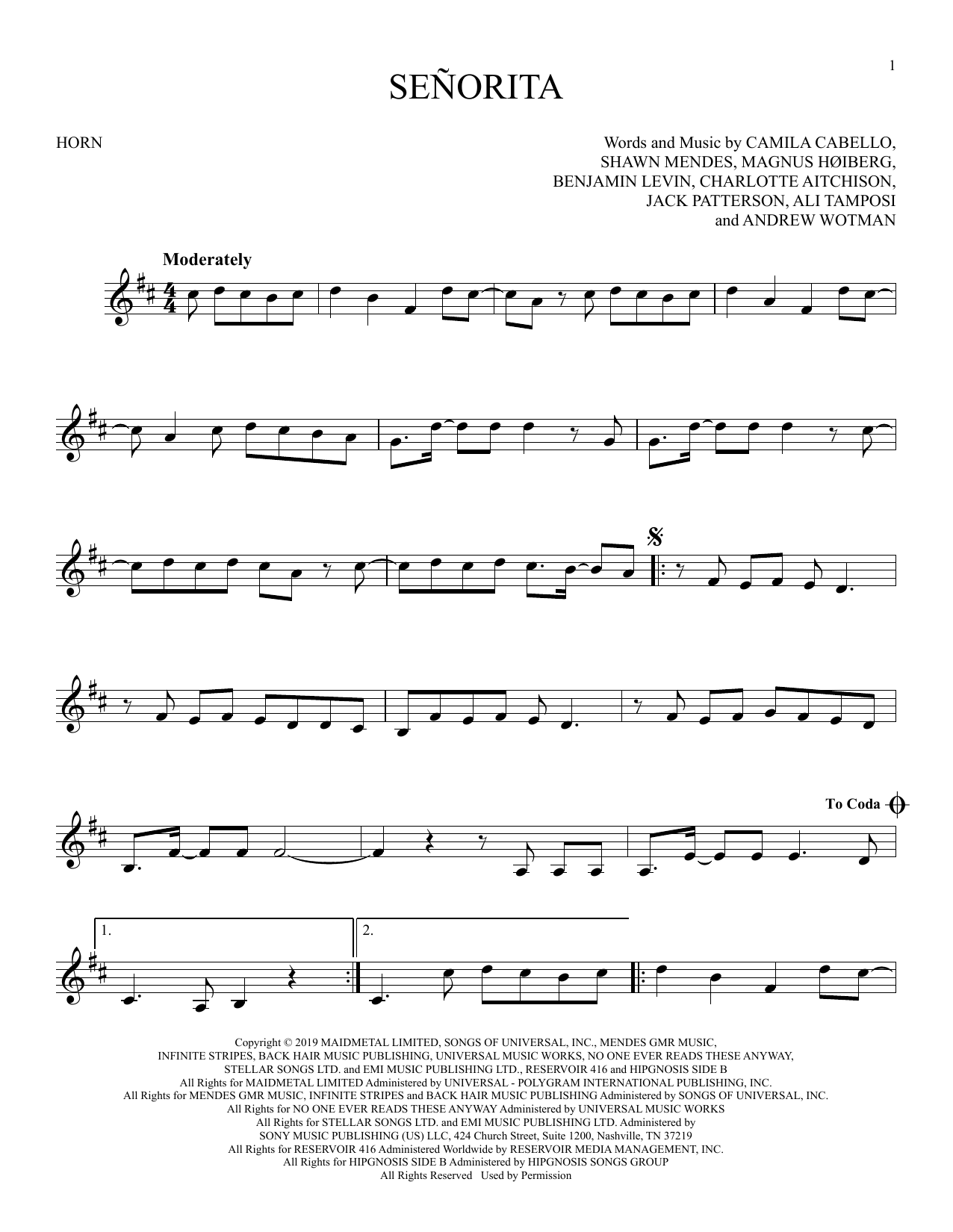 Produktgalerie: Seite 1 von 1 Señorita, Shawn Mendes and Camila Cabello, Horn