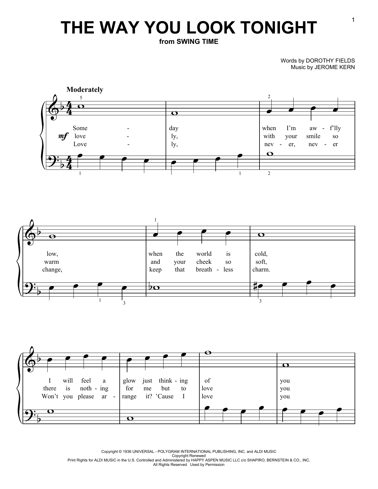 Produktgalerie: Seite 1 von 1 The Way You Look Tonight, Jerome Kern, Klavier