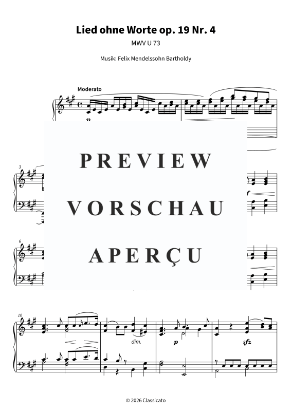 Produktgalerie: Seite 5 von 6 Lied ohne Worte op. 19 Nr. 4, , Klavier Solo
