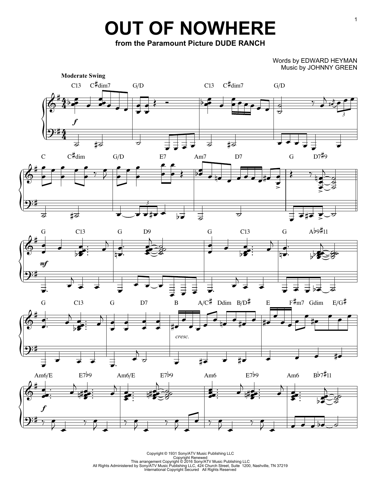 Product gallery: Page 1 of 1 Out Of Nowhere (arr. Brent Edstrom), Buddy De Franco