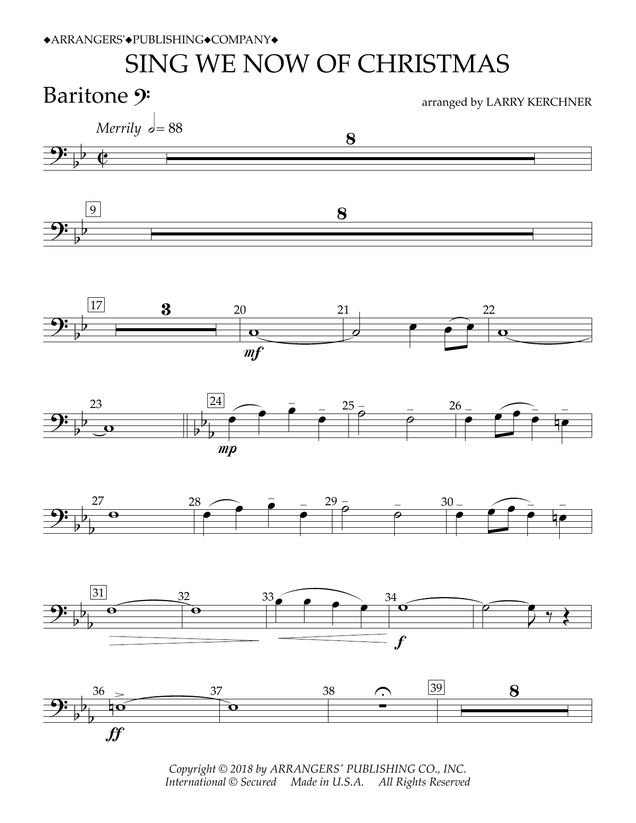Product picture to: Sing We Now of Christmas (arr. Larry Kerchner) - Baritone B.C.
