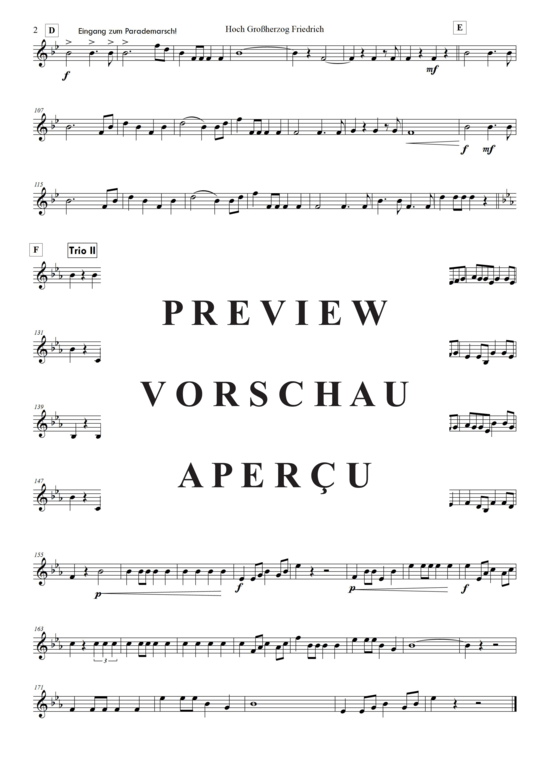 Produktgalerie: Seite 13 von 21 Hoch! Großherzog Friedrich , Blasorchester Fatamo, (Blechbläser Quintett - flexible Besetzung + Schlagzeug)