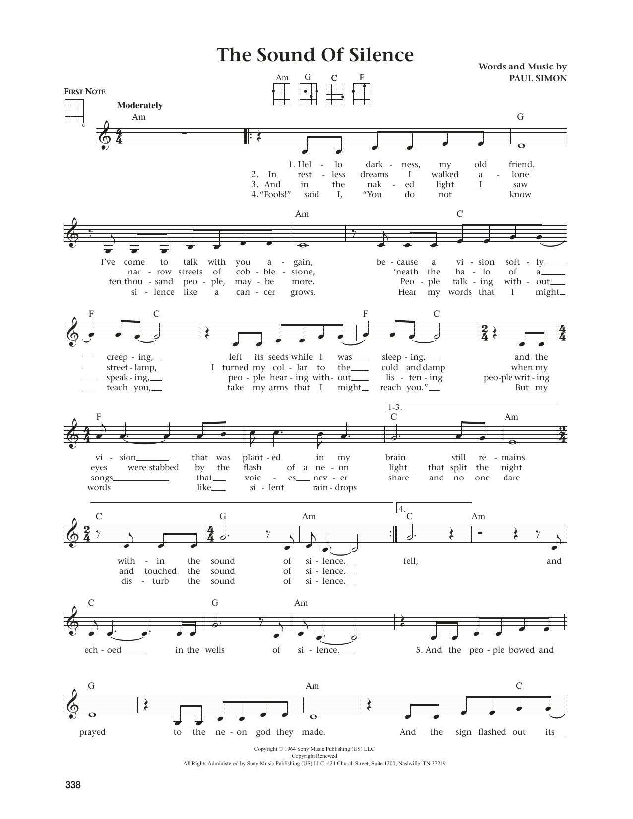 Produktgalerie: Seite 1 von 1 The Sound Of Silence (from The Daily Ukulele) (arr. Jim Beloff), Simon & Garfunkel, Ukulele