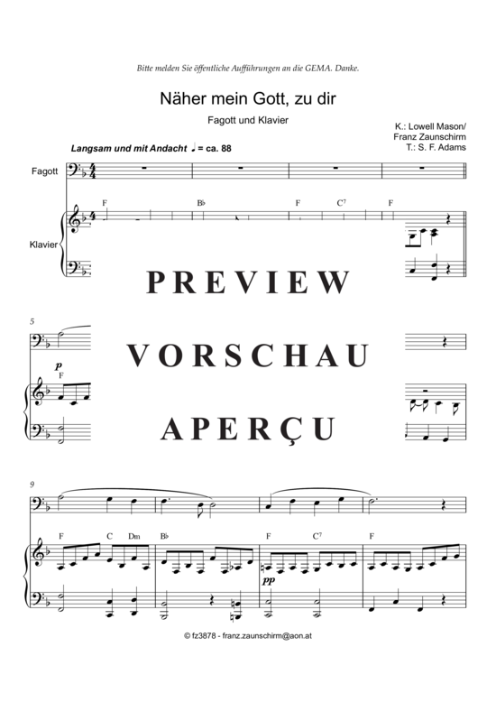 Product gallery: Page 2 of 5 Näher mein Gott zu dir , , (bassoon + piano)