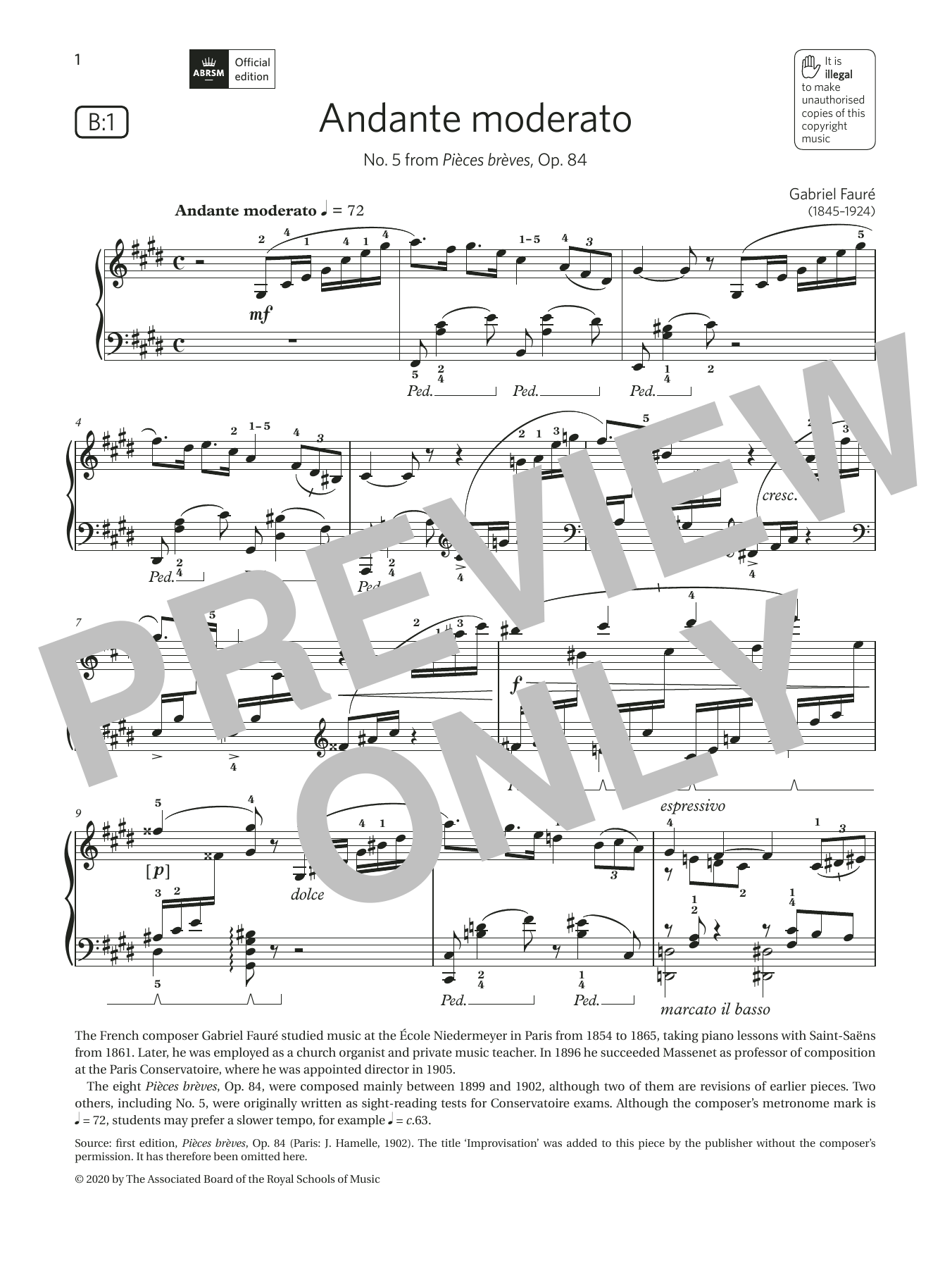 Produktbild zu: Andante moderato (Grade 7, list B1, from the ABRSM Piano Syllabus 2021 & 2022)