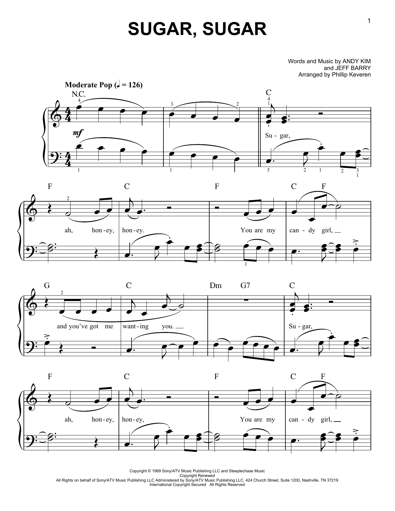 Produktgalerie: Seite 1 von 1 Sugar, Sugar (arr. Phillip Keveren), The Archies, Klavier