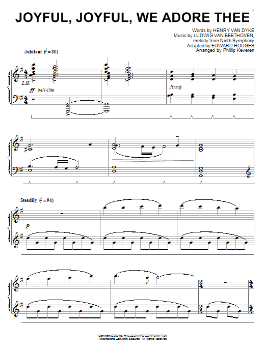 Product gallery: Page 1 of 1 Joyful, Joyful, We Adore Thee (arr. Phillip Keveren), Ludwig Van Beethoven